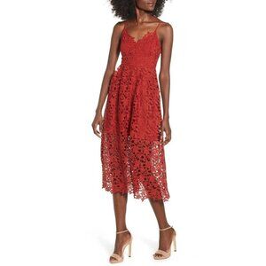 ASTR the Label Lace A-Line Midi Dress Rust Sleeveless Women's Small